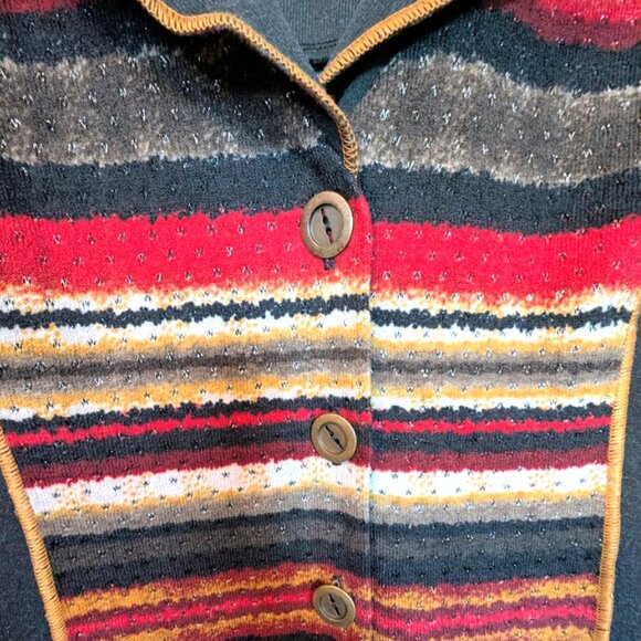 NWT Bali Black Textured Jacket with Colorful Front Panel and Cuffs. - Picture 5 of 7